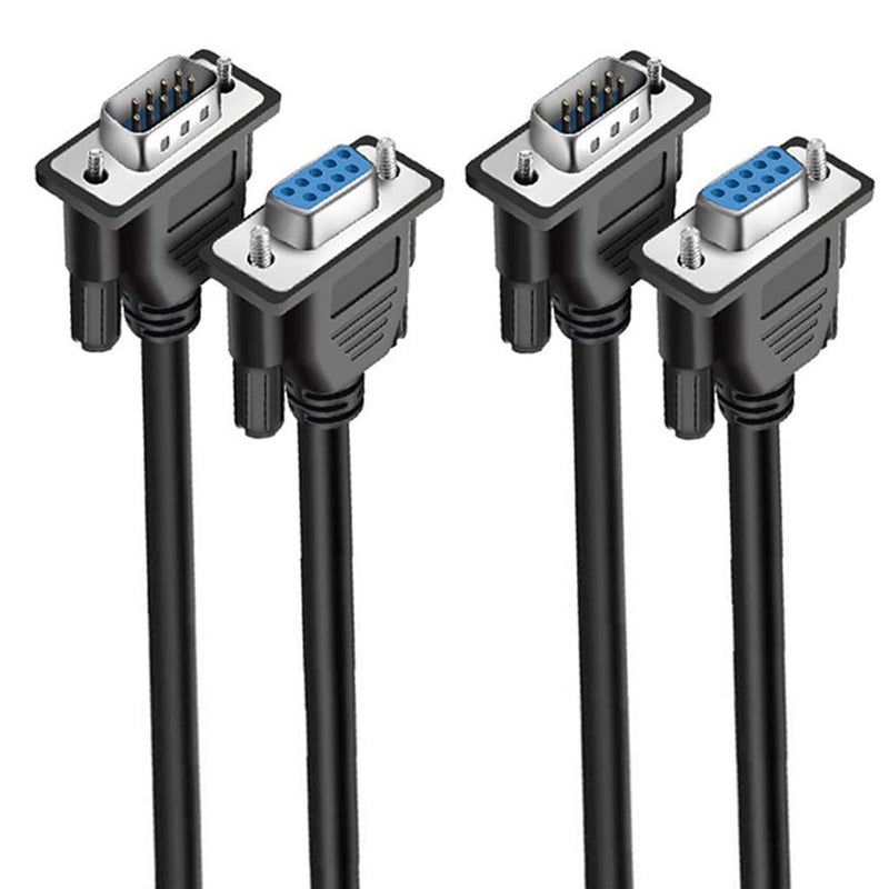 EVISWIY DB9 Cable Male to Female Extension Straight Through 3M 10 Foot 9 Pin Serial RS232 Cable M/F Black 2 Pack - Image 1